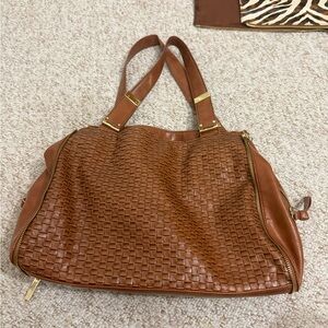 Brown “ Leather”Woven Shoulder Bag